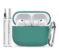 Inesore Compatible with AirPods Pro 3 Hülle(2025) with Cleaning Kit, Silicone Protective Case Cover for Apple Air Pod Pro 3rd Charging Case,Unisex Design - Forest Green