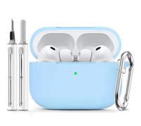 Inesore Compatible with AirPods Pro 3 Hülle(2025) with Cleaning Kit, Silicone Protective Case Cover for Apple Air Pod Pro 3rd Charging Case,Unisex Design - Sky Blue