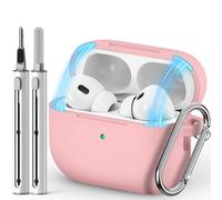 Inesore Compatible with Airpods Pro Case Cover,Magnetic Lid Lock Silicone Protective Case for Apple Airpod Pro 2nd/1st Generation Cases with Keychain and Cleaner Pen(Rosa)