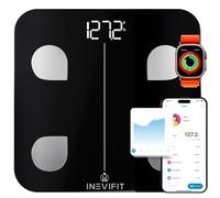 INEVIFIT Bilancia di grasso corporeo intelligente, analizzatore digitale Bluetooth per il bagno, misura peso, grasso corporeo, grasso viscerale e massa ossea (nero)