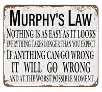 Inevitable Failure Law Statement Metal Sign 12x8 Inch | Dark humor reminder that anything breakable will eventually break at worst possible moment