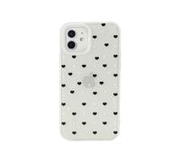 inewateri Compatibile con iPhone 12/iPhone 12 Pro, grazioso motivo a cuori con semplice design estetico a pois, custodia protettiva sottile in morbido TPU per iPhone 12/12 Pro, bianco