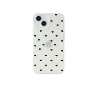 inewateri Compatibile con iPhone 13/iPhone 14, grazioso motivo a cuori con semplice design estetico a pois, custodia protettiva sottile in morbido TPU per iPhone 13/14, bianco