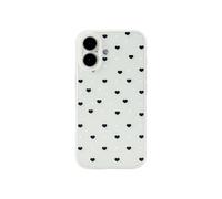 inewateri Compatibile con iPhone 16, grazioso motivo a cuori con semplice pois estetici, custodia protettiva sottile in morbido TPU per iPhone 16, bianco
