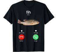 iNexTone Fih Calling Remind Me Message Decline Accept Phone Call Fish T-Shirt, Nero , L