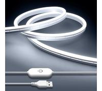 iNextStation 2M Striscia LED Bianco Freddo, 5V USB Neon Strisce LED Dimmerabile, IP65 Impermeabile, Flessibile Tagliabili Luci Luminosa per Camera Cucina Vetrine Retroilluminazione TV Bar Decorazion