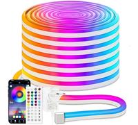 iNextStation Nastro LED RGB 15m, 24V Neon LED con App & Telecomando, Striscia LED Neon Flessibile a Cambio Colori, Sincronizzazione Musicale, per Festa, Giochi, Decorazione Interna ed Esterna