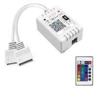 iNextStation RGB Controller LED WiFi Intelligente con Telecomandi Wireless IR a 24 Tasti, Compatibile con Alexa e Google Home, Android/iOS Controllore per Striscia LED RGB SMD 5050 2835 (2-Port)