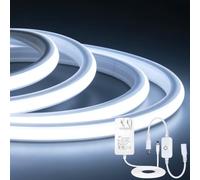 iNextStation Striscia LED COB 10m, dimmerabile, 6500K bianco freddo | Striscia LED COB DC 24V con alimentatore UE, CRI 93+, IP67, striscia autoadesiva, larga 10 mm, per camera da letto e cucina