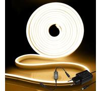 iNextStation Striscia LED Neon 5M Bianco Caldo, 12V IP65 Striscia LED Impermeabile, Tubo Led Flessibile, Con Alimentatore e Controllore, per Interior, Exterior, Bar, Festa, DIY, Insegne Pubblicitarie