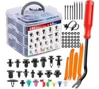 INF 1 set di 680 clip di fissaggio per auto, con attrezzi, fascette e cuscinetto in spugna, rivetti universali per paraurti, nylon + ABS