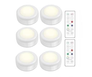 INF Batteria spot LED RGB con telecomando, luce notturna a LED a 16 colori, luci per armadio a batteria, luce per scale dimmerabile, 6 pezzi