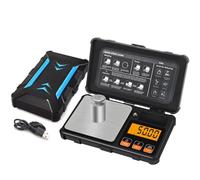 INF Bilancia tascabile digitale ricaricabile 200 g/0,01 g Display LCD retroilluminato con ricarica USB Ideale per pesare gioielli, pietre preziose, polveri, nero