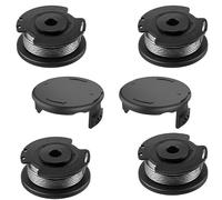 INF Bobina di filo di ricambio e kit di copertura compatibile per decespugliatore Bosch - 4 bobine + 2 coperture, ABS + nylon, 7,5 cm x 7,5 cm x 3,1 cm, nero