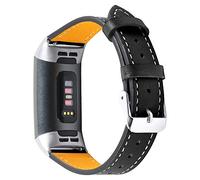 INF Cinturino in pelle nera per Fitbiti Charge 3 4 Cinturino di ricambio classico