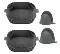 INF Confezione da 2 pentole in silicone per friggitrice ad aria calda con guanti
