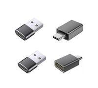 INF Confezione da 4 adattatori da USB a tipo C 3.2, 2 pezzi da USB a tipo C e 2 adattatori da tipo C a USB, nero, ABS, PD ricarica rapida, 5 A, Plug and Play