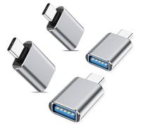 INF Confezione da 4 adattatori USB C a USB 3.0, ad alta velocità, in lega di alluminio, 3 cm, 5 Gbps, colore argento