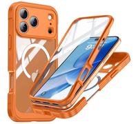 INF Custodia in vetro 9H arancione con tripla protezione compatibile con iPhone 17 Pro Max
