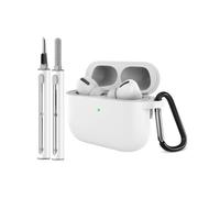 INF Custodia protettiva in silicone compatibile con AirPods Pro 3 con moschettone e penna di pulizia - bianco
