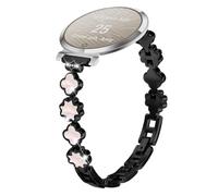INF Elegante cinturino in metallo con quadrifoglio e madreperla, compatibile con Garmin Lily 2, in lega di zinco, 18,4 cm x 1,4 cm, regolabile, chiusura sicura