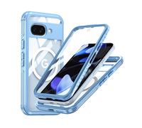 INF magnetica con retro in vetro temperato 9H custodia per cellulare per Google Pixel 9A, Blu