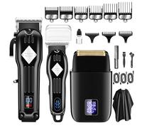 INF Set tagliacapelli e regolabarba professionale, 3 livelli regolabili, schermo LED intelligente, lame affilate in acciaio inossidabile, motore potente