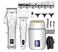 INF Set tagliacapelli e regolabarba professionale, con schermo LED intelligente, 3 livelli regolabili, lame affilate in acciaio inossidabile, motore potente