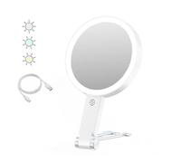 INF Specchio da trucco illuminato a LED con supporto a forma di orso, ingrandimento 30x, portatile e ricaricabile