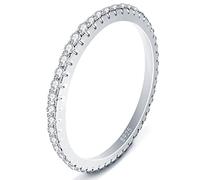 Inf.Story Moissanite Eternity Anello 0,57 ct D Color Diamante Creato in Laboratorio Argento Sterling impilabile Fedi nuziali per donne, mogli, fidanzate, con certificato, Argento sterling, Moissanite