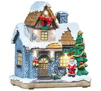 Infactory Casa di Natale decorativa con Babbo Natale, illuminazione LED, a batteria