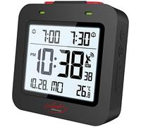 Infactory Radiosveglie - Orologio Sveglia Digitale: Orologio da Viaggio Digitale, Nero, Termometro, Visualizzazione della Data (Sveglia con 2 orari di Allarme, Radio con 2 orari di allerta, Radio)