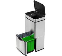 Infactory Sistema per raccolta differenziata con sensore, 4 scomparti, acciaio inox, 75 L