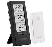 Infactory Stazione di Temperatura Digitale, Nero, con termometro Interno ed Esterno, Orologio Radio