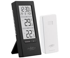 Infactory termometro Interno Esterno: Stazione di Temperatura Digitale, Nero, con termometro Interno ed Esterno, Orologio Radio (Wireless, Funk, Orologio)