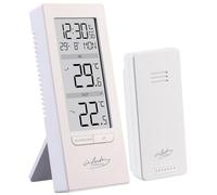 Infactory termometro: Stazione di Temperatura Digitale, Bianco, con termometro Interno ed Esterno, Orologio Radio (Interno Esterno, con sensore, Orologio)