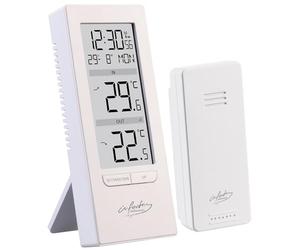Infactory termometro: Stazione di Temperatura Digitale, Bianco, con termometro Interno ed Esterno, Orologio Radio (Interno Esterno, con sensore, Orologio)