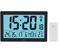 Infactory Weather Monitoring Clocks - Orologio Digitale: Orologio radiofonico XL, Nero, Doppio Allarme, Termo-/Igrometro (da Parete Digitale, da Parete Senza Fili, Stazione metereologica)