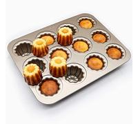 INFANGHUA Canele - Stampo per torte in acciaio al carbonio, 12 cavità, antiaderenti, per cannele, forno e torte