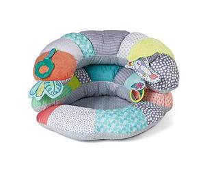 Infantino - 2-in-1 Tummy Time & Supporto per la Seduta - Cuscino per Neonati e Bimbi più Grandi - Giocattoli Staccabili - Sviluppo dei Muscoli del Collo - Multicolore