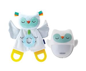 Infantino Baby Gift Set - Fluorescent Toy Rechargeable LED Night Light and Owl with Teething Ring, Crackle Paper and High Quality Soft Fabric for Travel or at Home, 0M+