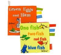 Infantino Dr. Seuss, libri morbidi per attività, One Fish Two Fish Red Fish Blue Fish & Green Eggs and Prosciutto, libri in tessuto con pagine colorate ed etichette in raso, per neonati e bambini dai