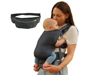 Infantino Fold & Go 2-in-1 Marsupio Neonato, Compatto e Leggero, Regolabile, per Bambini di Peso Compreso tra i 5,5 e 18 kg, Grigio