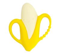 Infantino Lil' Nibbles Anello di dentizione in silicone testurizzato, esplorazione sensoriale e sollievo della dentizione con manici facili da tenere, banana gialla, 0+ mesi