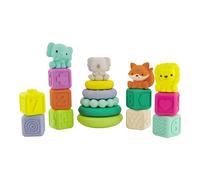 Infantino - Set di Giochi Impilabili - Anelli e Cubi da Impilare - Giochi Sensoriali e Educativi - Giochi per Bambini da Mescolare e Abbinare - Multicolore - Regalo Neonato dai 6 mesi ai 4 anni.