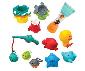 INFANTINO - Splish & Splash Bath Time Set - 17 Pezzi Multi-Activity Bath Toy - Sviluppare esplorazione sensoriale e Imparare Causa ed Effetto - Facile da Pulire - Giocattoli da Bagno per Bambini a