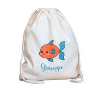 Infants - Sacca Mare per Bambini Personalizzata con Nome e Disegno - 100% Cotone - Zaino Mare - Un accessorio per il Mare Ideale anche come Sacca Sportiva e Zaino per Asilo e Nido - Made in Italy