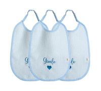 Infants - Set Bavaglino personalizzato con nome ricamato - 3 Pezzi in 100% Cotone 35 * 25 cm - Per Neonati e Bambini - Idea Regalo per la nascita di un bimbo o bimba - Made in Italy (Celeste Polvere)