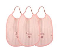 Infants - Set Bavaglino personalizzato con nome ricamato - 3 Pezzi in 100% Cotone 35 * 25 cm - Per Neonati e Bambini - Idea Regalo per la nascita di un bimbo o bimba - Made in Italy (Rosa Baby)