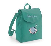 Infants - Zainetto Personalizzato con Nome e Disegno per Bambino e Bambina - 100% Cotone Organico - Chiusura con Laccio e Bottone - Zaino da viaggio o per l'Asilo - Made in Italy (Verde salvia)